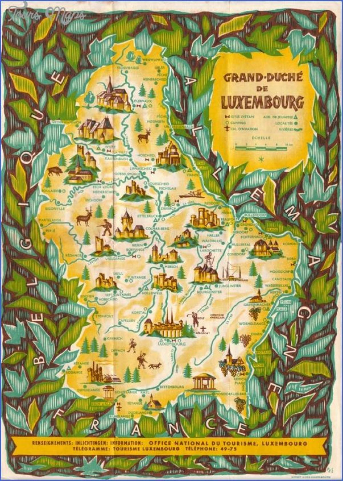 kort over Luxembourg sightseeing