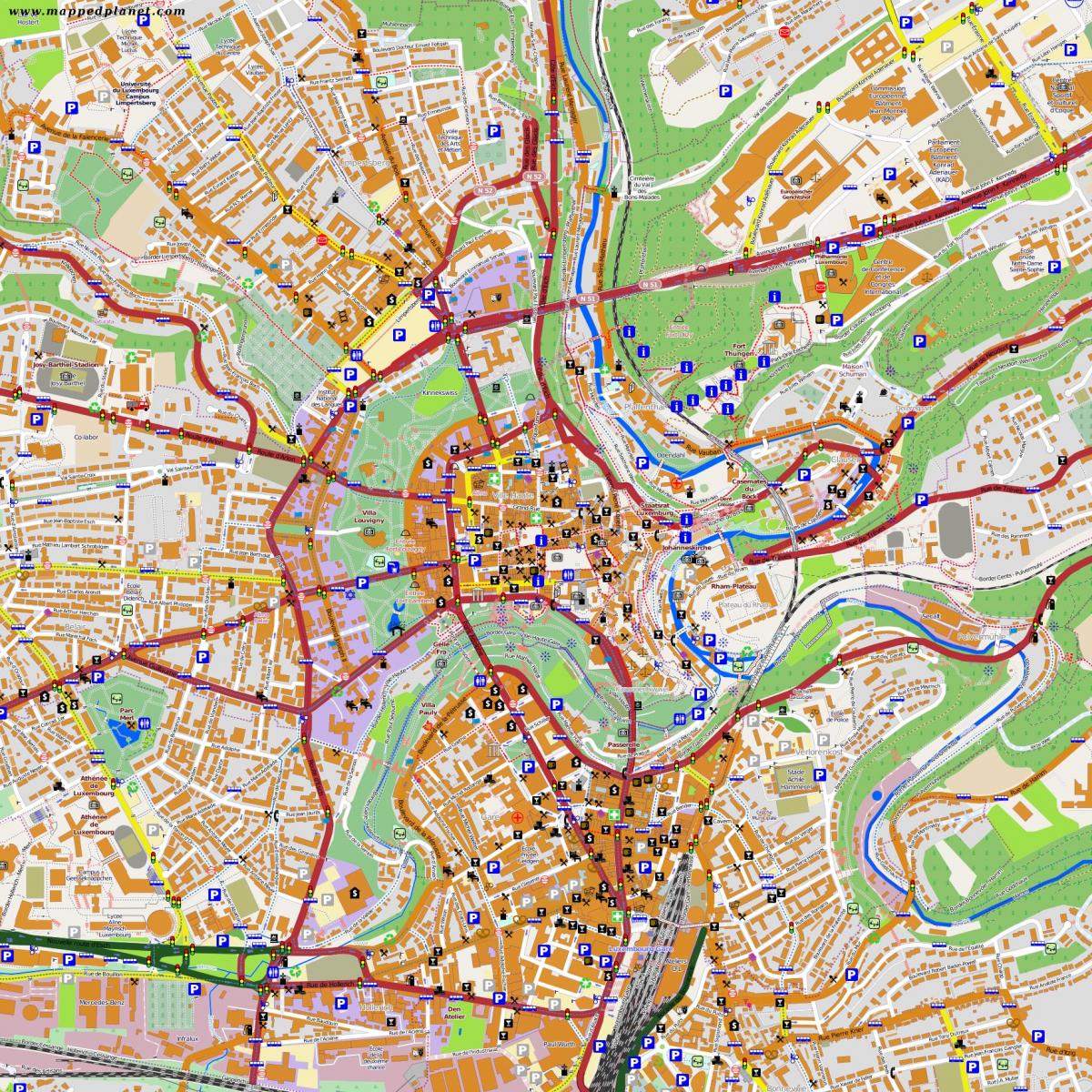 kort over Luxembourg centrum