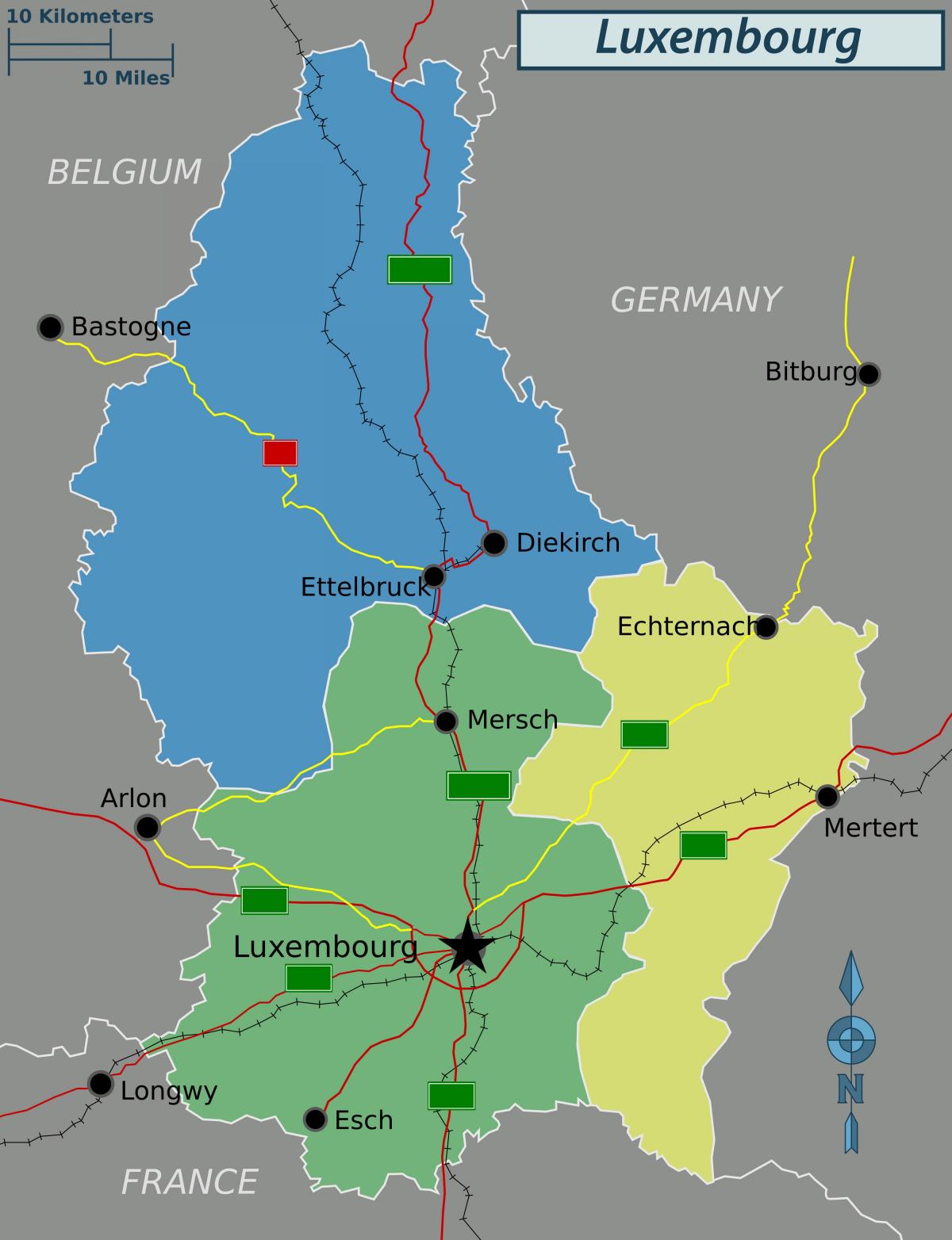 kort over Luxembourg politiske